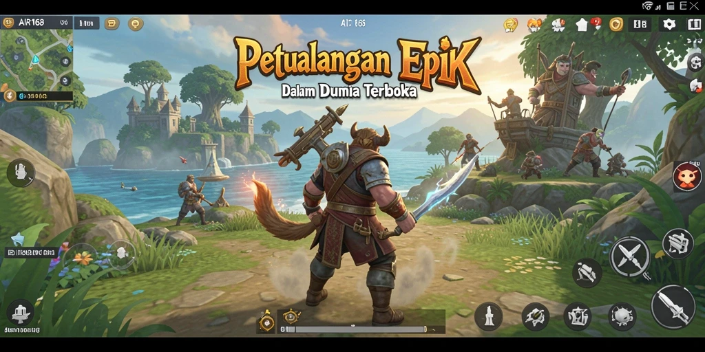 Tampilan gameplay AIR168 dengan eksplorasi dunia terbuka yang luas.