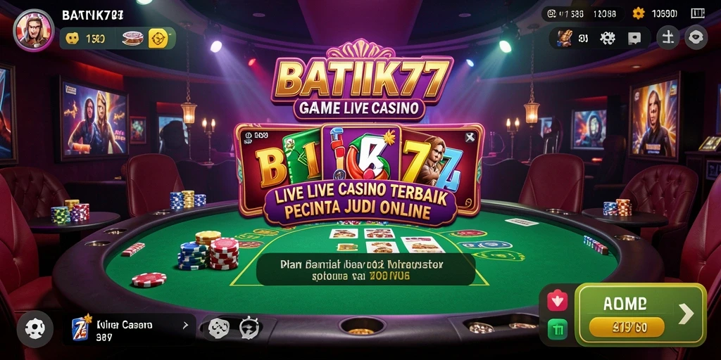 Tampilan layar gameplay Live Casino di BATIK77 yang seru dan interaktif.