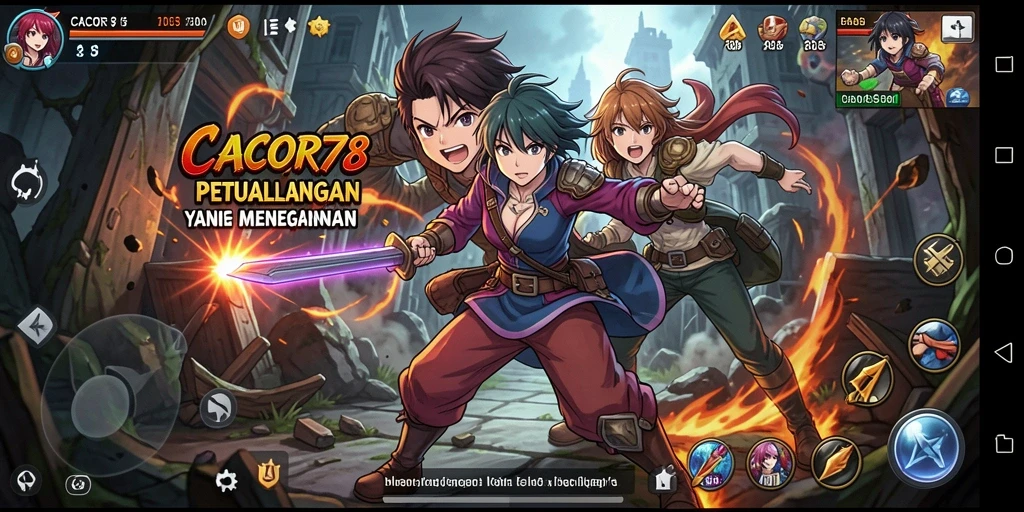 Tangkapan layar utama dari gameplay seru CACOR78 dengan karakter anime.