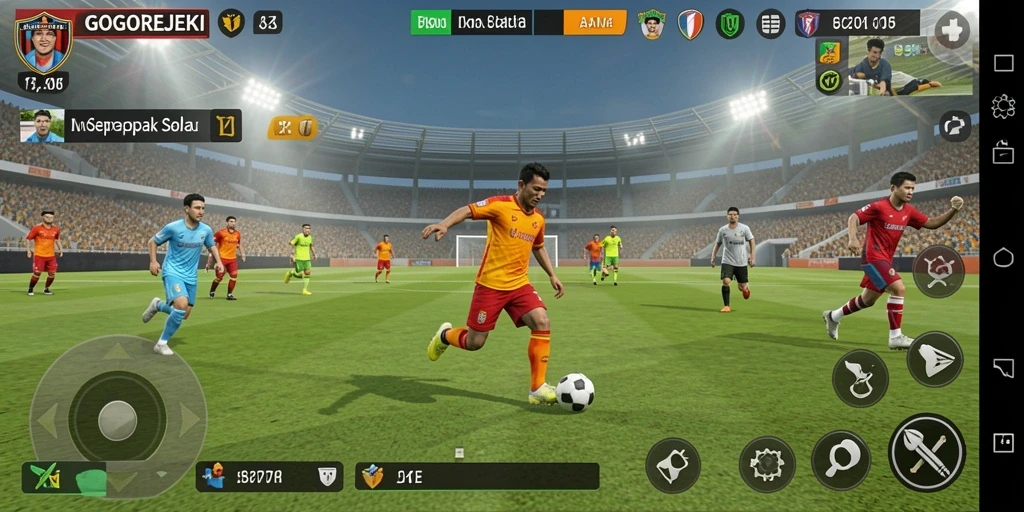 Screenshot gameplay GOGOREJEKI yang menunjukkan tindakan di lapangan.