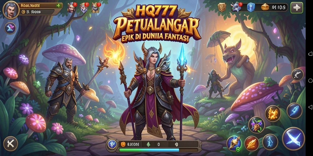 Tampilan gameplay HQ777 yang menampilkan petualangan seru di dunia fantastis.