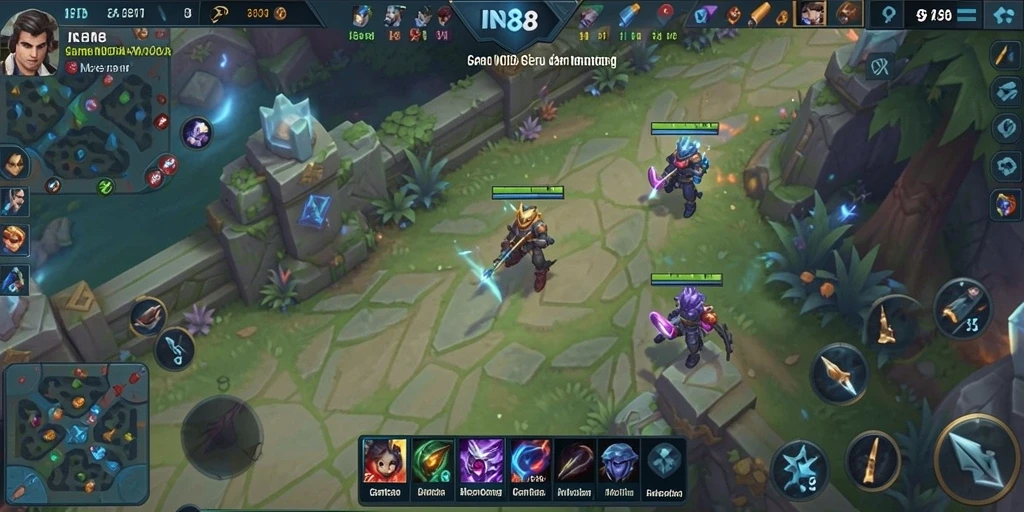Tampilan gameplay seru dari IN88 dengan pertarungan MOBA yang mendebarkan.