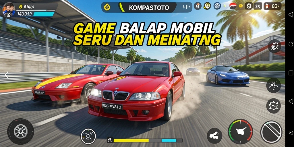Gameplay seru di KOMPASTOTO yang menampilkan balapan mendebarkan.