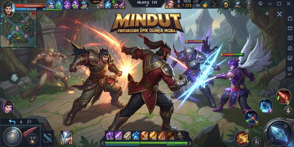 Menampilkan pertarungan seru dalam gameplay MOBA MNDUIT.