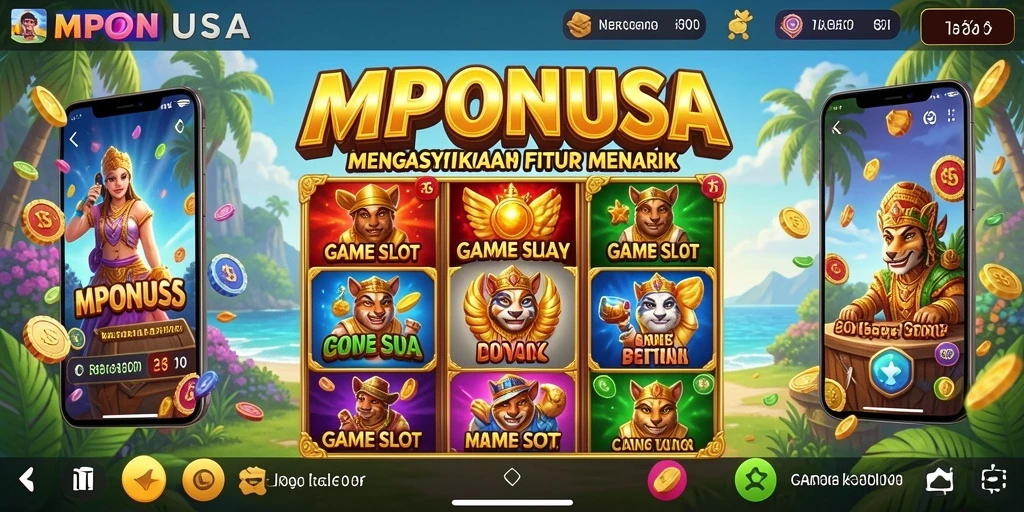 Tampilan gameplay seru dari MPONUSA yang penuh warna dan fitur menarik.