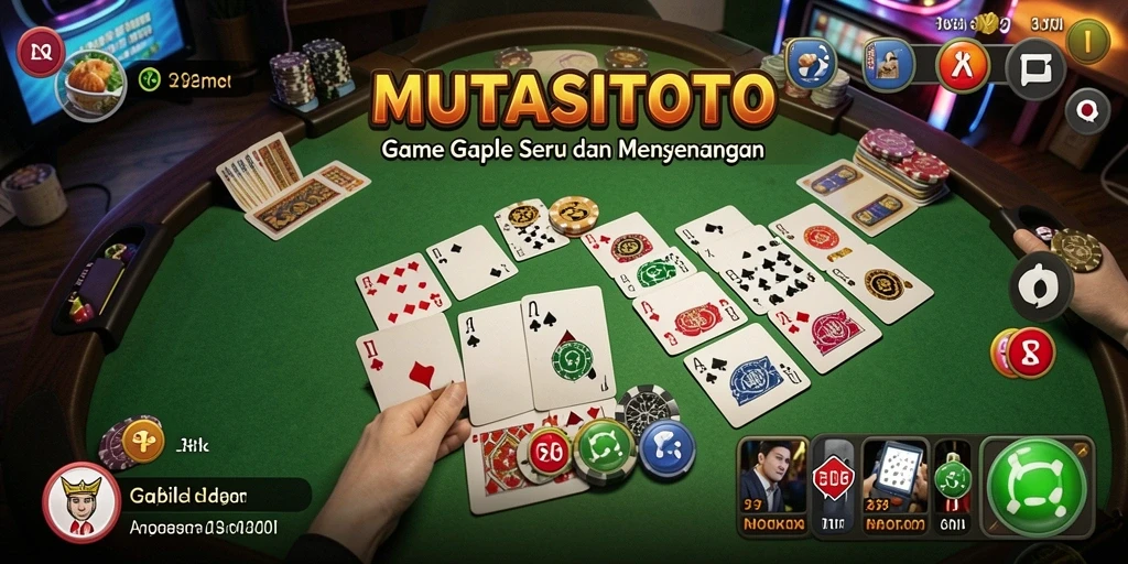 Gameplay seru MUTASITOTO dengan suasana permainan Gaple yang asik.