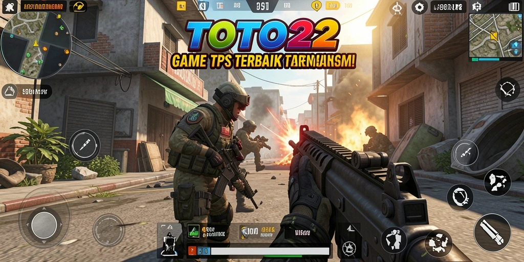 Screenshot utama TOTO22 menampilkan aksi seru dalam mode TPS.