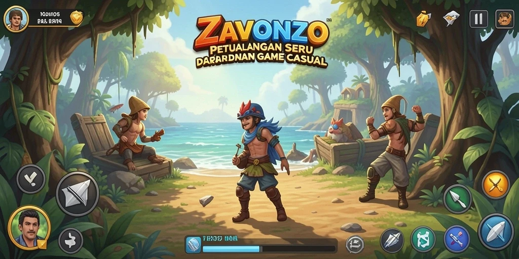 Screenshot gameplay ZAVONZO dengan grafis cerah dan interaksi seru.